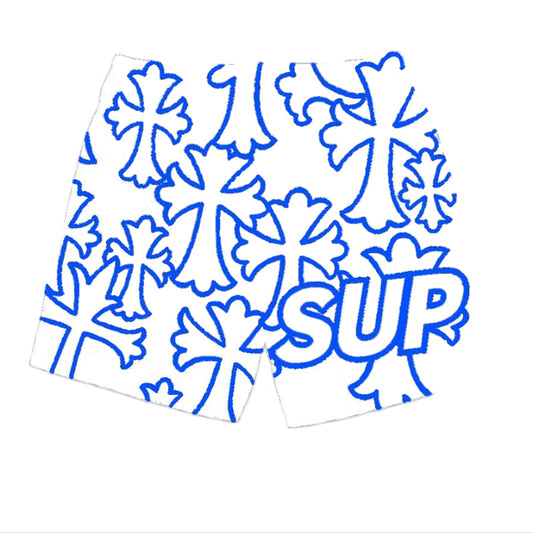 White Blue Outline Crosses